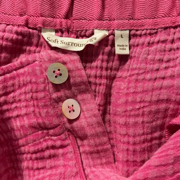 Soft Surroundings Women’s Large Shorts 5.5" Inseam Cotton Gauze Cuffed High Rise - Picture 6 of 12